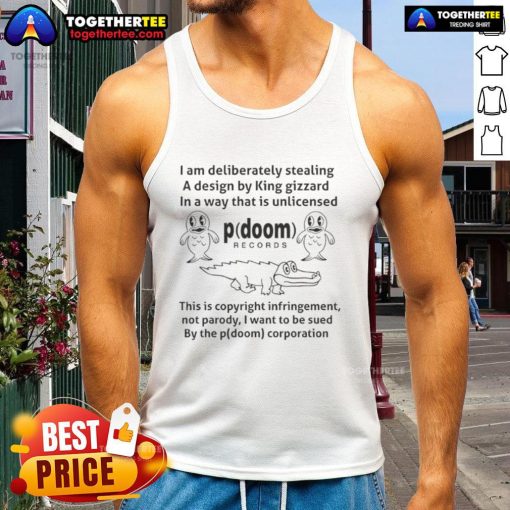 Stylish tank top featuring 'I Am Deliberately Stealing a Design' by King Gizzard, perfect for fans and casual wear.
