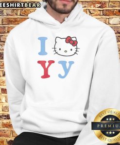 Top I Love YY Hello Kitty hoodie featuring a cute graphic design, perfect for fans of Hello Kitty fashion.