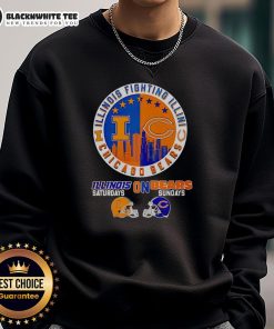 Cozy skyline sweatshirt featuring Illinois Fighting Illini and Chicago Bears graphics, perfect for game day wear.