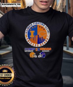 Top Illinois Fighting Illini On Saturdays Chicago Bears On Sundays Skyline T-Shirt showcasing team pride and city spirit.