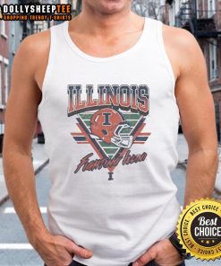 Vintage Illinois Fighting Illini triangle tank top featuring team colors and logo, perfect for fans and casual wear.