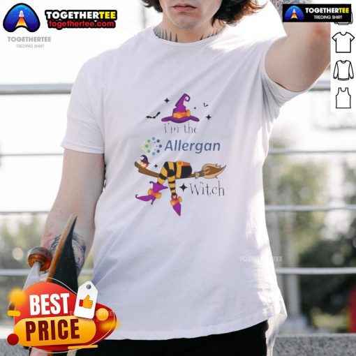 Top I'M The Allergan Witch Halloween T-Shirt design featuring a spooky witch graphic, perfect for Halloween festivities.