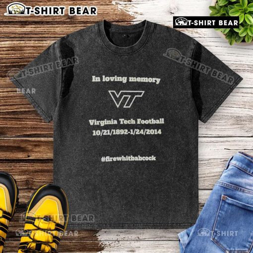 Top in Loving Memory Virginia Tech Football washed t-shirt featuring team colors and logo, perfect for fans and remembrance.
