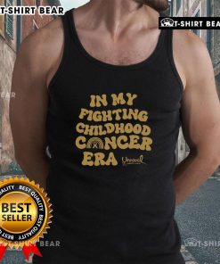 Colorful tank top featuring 'Top In My Fighting Childhood Cancer Era' design, promoting awareness and support for childhood cancer.