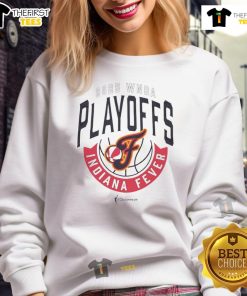 Top Indiana Fever 2025 WNBA Playoffs sweatshirt featuring vibrant team colors and logo, perfect for fans and supporters.