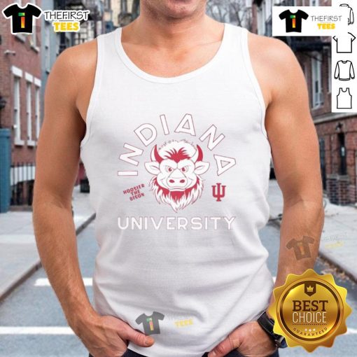 Top Indiana University Hoosier The Bison 25 mascot tank top featuring vibrant colors and athletic design.