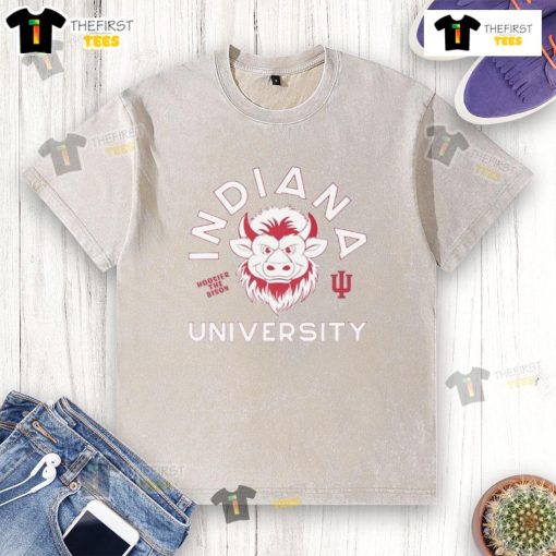 Top Indiana University Hoosier The Bison 25 mascot washed t-shirt, featuring vibrant team colors and a classic fit.