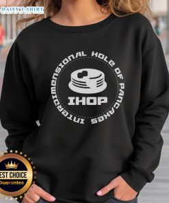 Alt Text: Cozy Top Interdimensional Hole of Pancakes sweatshirt featuring a colorful design, perfect for casual wear and pancake lovers.