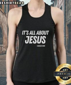 Top It's All About Jesus Charlie Kirk tank top in vibrant colors, perfect for expressing faith and style.