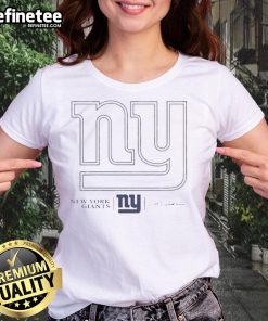 Alt Text: Top Jaxson Dart New York Giants Tonal Name Number Signature Ladies Tee featuring team colors and stylish design.