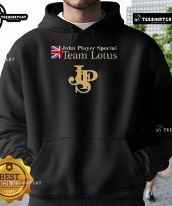 Stylish Top John Player Special Lotus F1 Team Hoodie featuring iconic branding, perfect for motorsport fans.