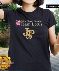 Top John Player Special Lotus F1 Team ladies tee featuring a stylish design and vibrant team colors for fans.