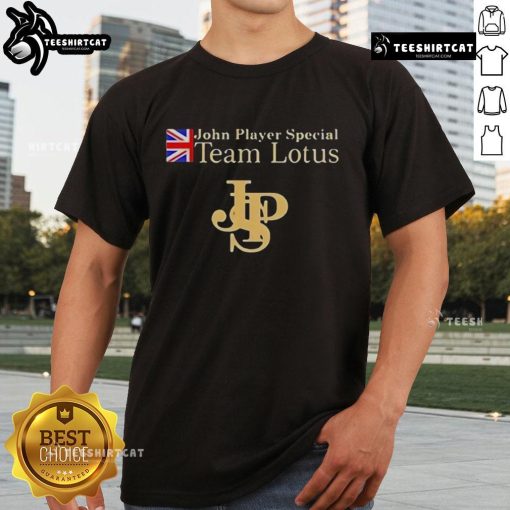 Top John Player Special Lotus F1 Team T-Shirt featuring classic design and vibrant colors for motorsport fans.