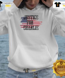 Top Justice for Charlie Kirk hoodie featuring USA flag design and 'Rest In Peace' text, perfect for patriotic supporters.