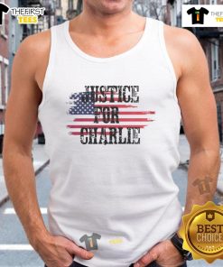 Top Justice for Charlie Kirk USA Flag Rest In Peace tank top featuring patriotic design and bold text for supporters.