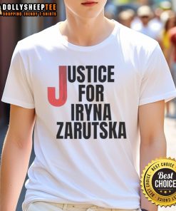 Top Justice For Iryna Zarutska T-Shirt featuring bold text and vibrant colors, advocating for justice and awareness.