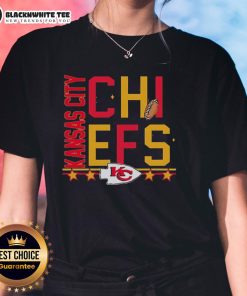 Alt Text: Stylish Kansas City Chiefs design box ladies tee featuring bold team colors and logo, perfect for any fan.