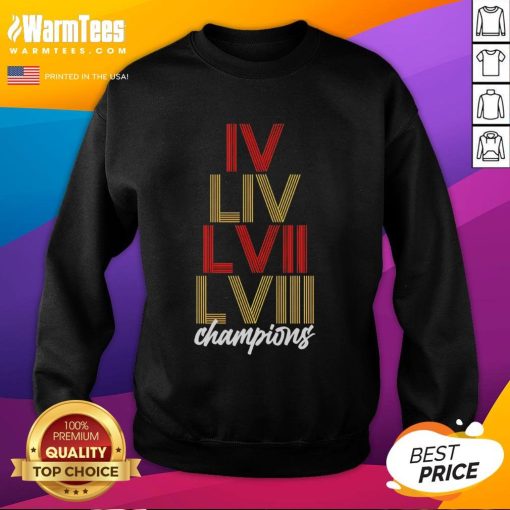 Alt Text: Stylish Kansas City Chiefs LVIII stack sweatshirt perfect for fans of Kansas City football. Show your team pride!