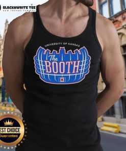 Alt Text: Stylish Kansas Jayhawks football tank top featuring 'The Booth' logo, perfect for game day and casual wear.
