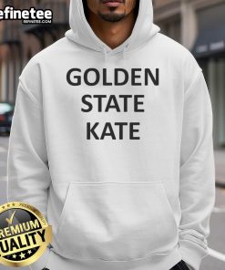 Katelyn Tarver wearing a stylish Golden State Kate hoodie, showcasing a trendy casual look perfect for fans.