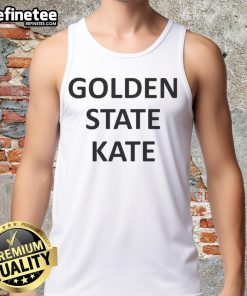 Katelyn Tarver wearing a stylish Golden State Kate tank top, showcasing a trendy summer fashion look.