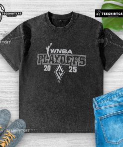 Alt Text: Top Las Vegas Aces 2025 WNBA Playoffs logo on a stylish washed t-shirt, perfect for fans and casual wear.