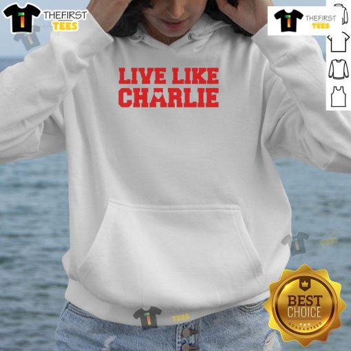 Top Live Like Charlie Kirk Hoodie featuring bold graphic design, perfect for fans of conservative apparel and activism.