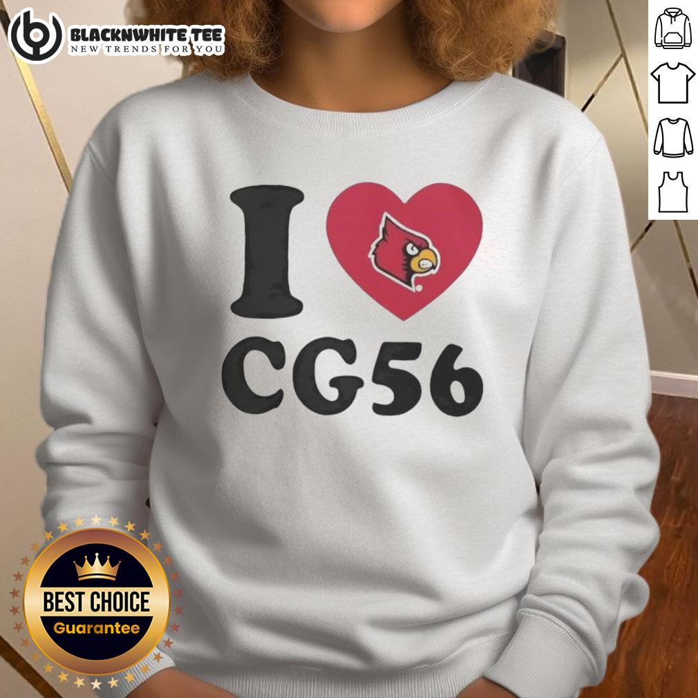 Top Louisville Cardinals Carter Guillaume I Heart Cg56 Sweatshirt Alt Text: Louisville Cardinals sweatshirt featuring Carter Guillaume design with 'I Heart CG56' for fans and supporters.