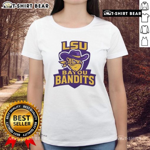 Top LSU Bayou Bandits logo on a stylish ladies tee, perfect for fans showcasing team spirit and style.