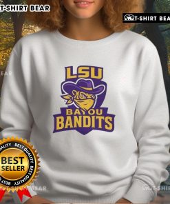 Top LSU Bayou Bandits logo sweatshirt featuring bold design and vibrant colors, perfect for fans and casual wear.