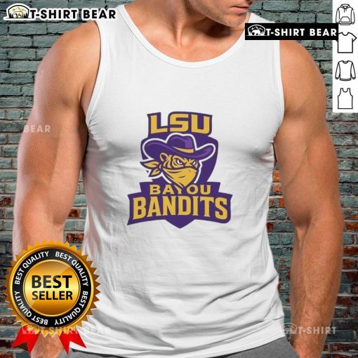 Alt Text: Top LSU Bayou Bandits logo tank top featuring bold graphics for fans of the Bayou Bandits team apparel.