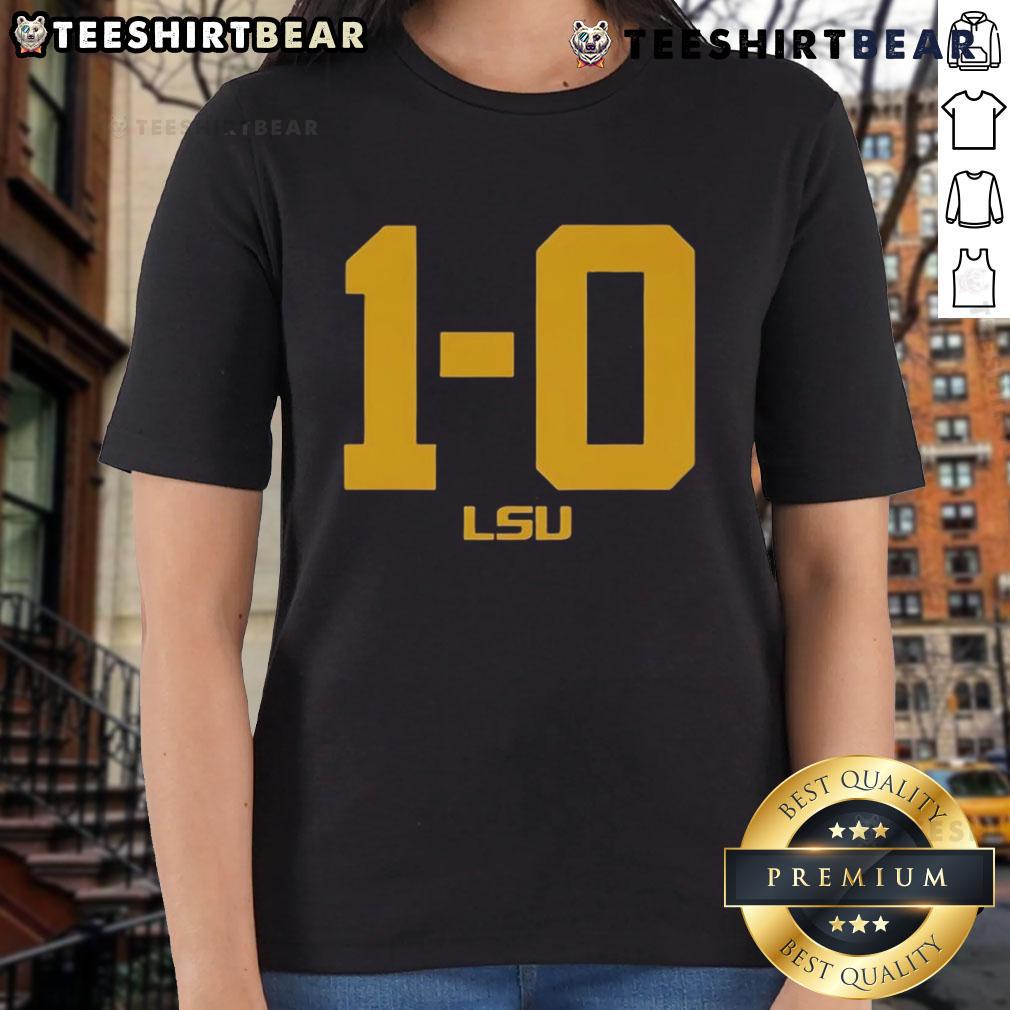Top Lsu Football Tigers 1 0 Ladies Tee Top LSU Football Tigers 1-0 Ladies Tee featuring vibrant team colors and logo, perfect for female fans showing team spirit.