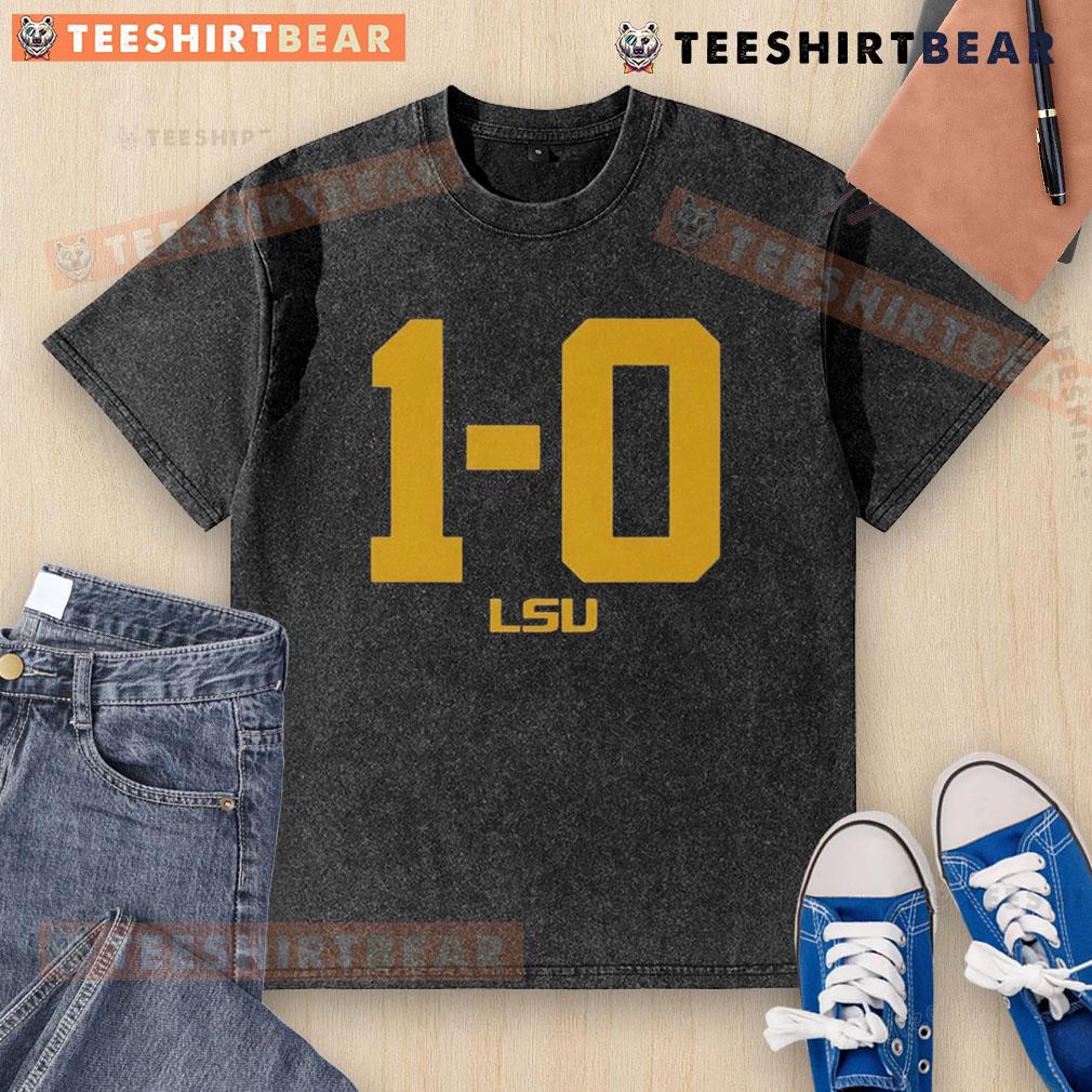 Top Lsu Football Tigers 1 0 Washed T Shirt Top LSU Football Tigers 1-0 washed t-shirt featuring vibrant team colors and logo, perfect for fans and game day attire.
