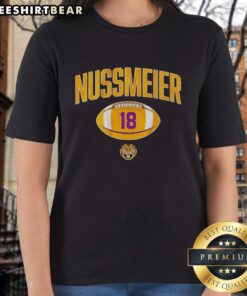 Garrett Nussmeier vintage ladies tee featuring LSU Tigers Football design, perfect for fans of LSU sports apparel.