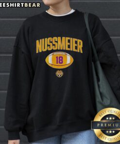 Vintage LSU Tigers football sweatshirt featuring player Garrett Nussmeier, number 18, perfect for fans and collectors.