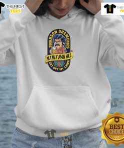 Top Manly Man Ale Swanson Breweries Get Off My Lawn logo hoodie in a stylish design, perfect for ale enthusiasts.