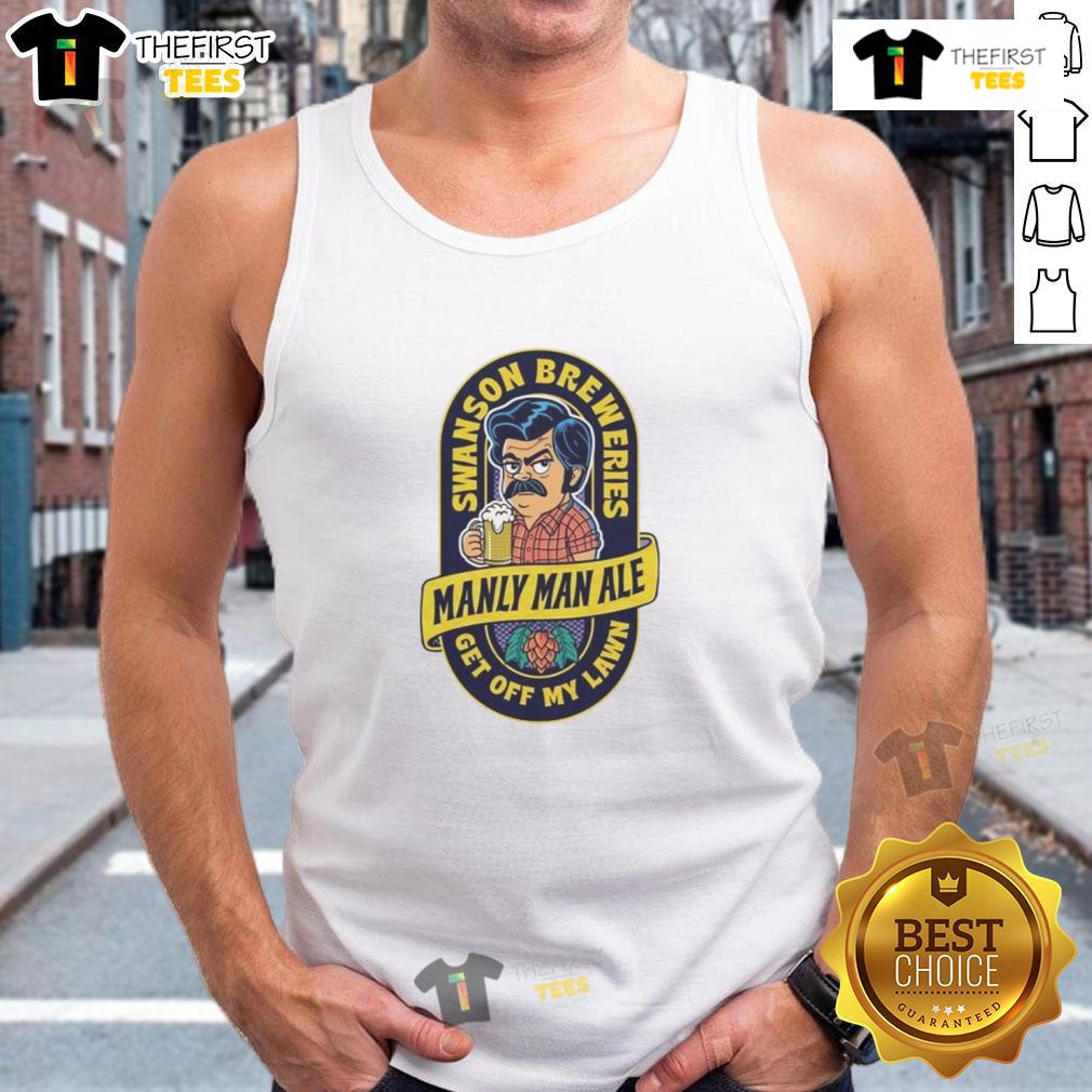 Top Manly Man Ale Swanson Breweries Get Off My Lawn Logo Tank Top Top Manly Man Ale Swanson Breweries Get Off My Lawn logo on a stylish tank top for beer enthusiasts and outdoor lovers.