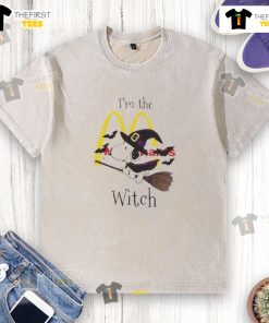 Top McDonald's x Snoopy 'I'm the Witch' Halloween washed t-shirt featuring playful graphics and festive colors.