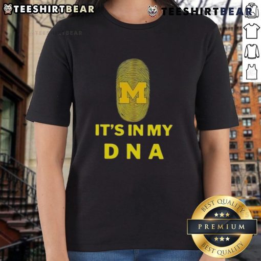 Top Michigan It's In My DNA ladies tee featuring a stylish design, perfect for proud Michiganders and casual wear.