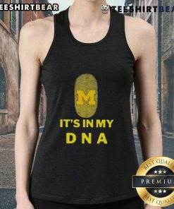 Alt Text: Top Michigan It's In My DNA tank top featuring a stylish design, perfect for showcasing Michigan pride.