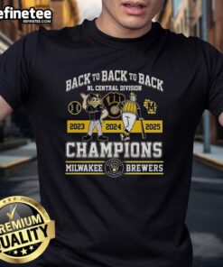 Milwaukee Brewers mascot t-shirt celebrating back-to-back NL Central Division Champions in baseball.
