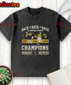 Alt Text: Top Milwaukee Brewers baseball mascot on a back-to-back NL Central Division champions washed t-shirt design.