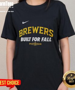 Alt Text: Top Milwaukee Brewers Built For Fall 2025 MLB Postseason Nike Logo Ladies Tee in stylish design