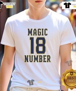 Top Milwaukee Brewers MLB Magic Number 18 T-Shirt featuring bold graphics and team colors, perfect for fans.