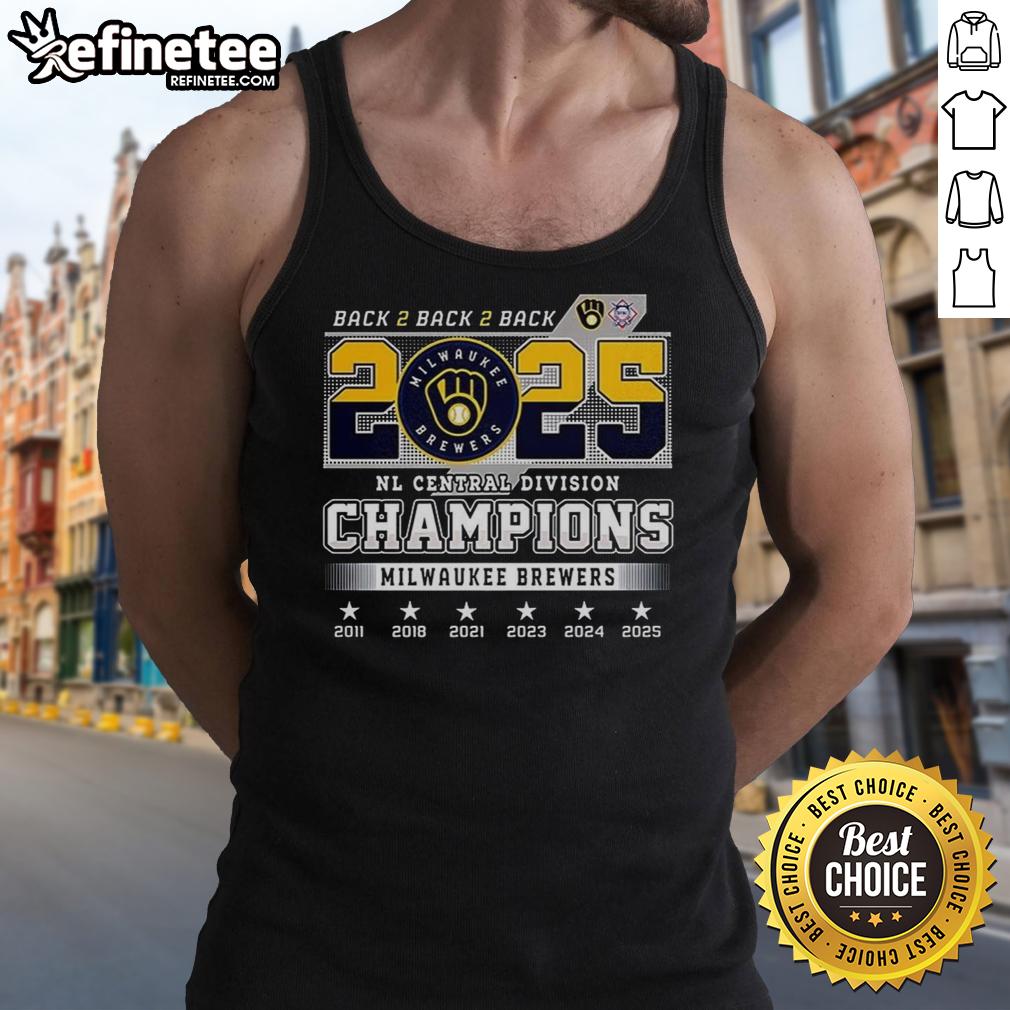 Top Milwaukee Brewers Nl Central Division Champions 2025 Back To Back To Back Ball In Glove Logo Tank Top Milwaukee Brewers NL Central Division Champions 2025 tank top featuring back-to-back-to-back ball-in-glove logo.