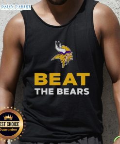 Top Minnesota Vikings Beat The Bears tank top featuring team colors and logo, perfect for game day attire.
