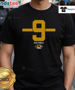Alt Text: Top Missouri Tigers Football Beau Pribula Stripe T-Shirt featuring team colors and logo for fans.