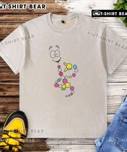 Alt Text: Top Mr. DNA cartoon design on a washed t-shirt perfect for science lovers and enthusiasts.