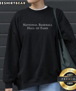 Top National Baseball Hall of Fame wordmark sweatshirt showcasing vintage design and team spirit for baseball fans.