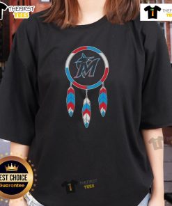 Top Native American Indians X Miami Marlins baseball ladies tee featuring vibrant graphics and a stylish design.